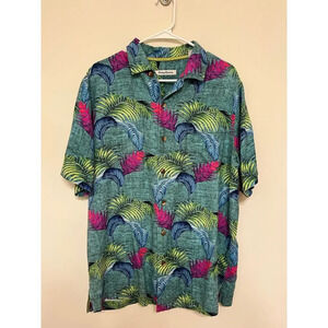 tommy bahama Beach hawaiian Print Silk button up Shirt large